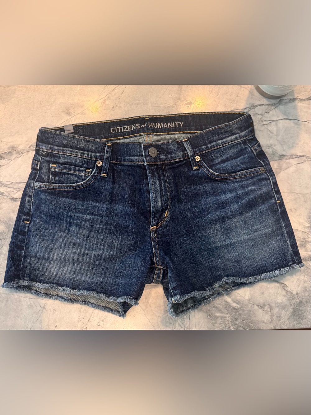 Citizens of Humanity Indigo Washed Denim Cutoff Shorts